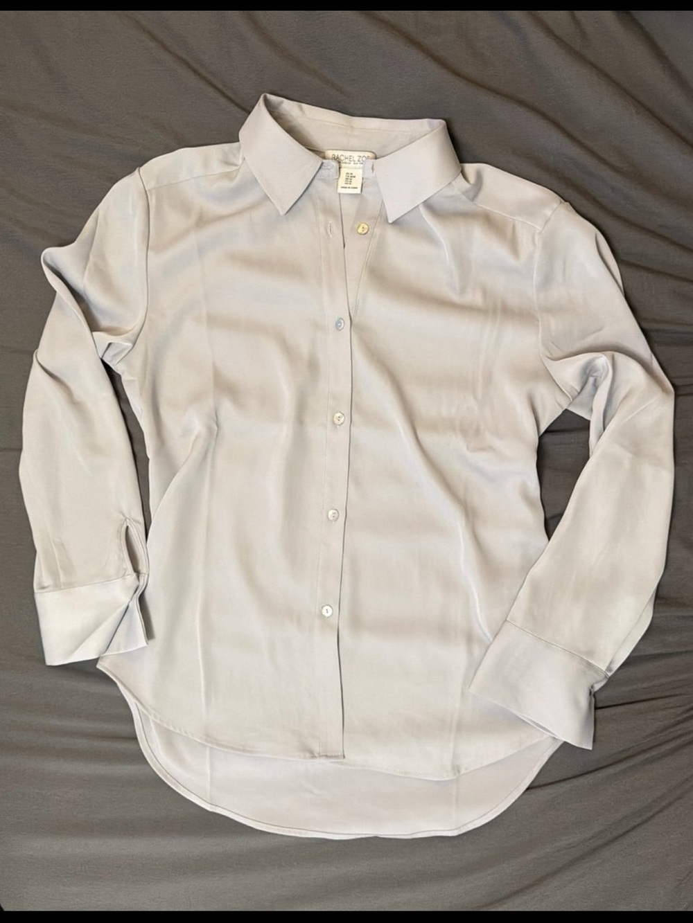 Rachel Zoe Light Gray Silk-Blend Button Down Shirt